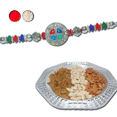 "Rakhi - ZR-5550 A (Single Rakhi), Dryfruit Thali - code RD200 - Click here to View more details about this Product